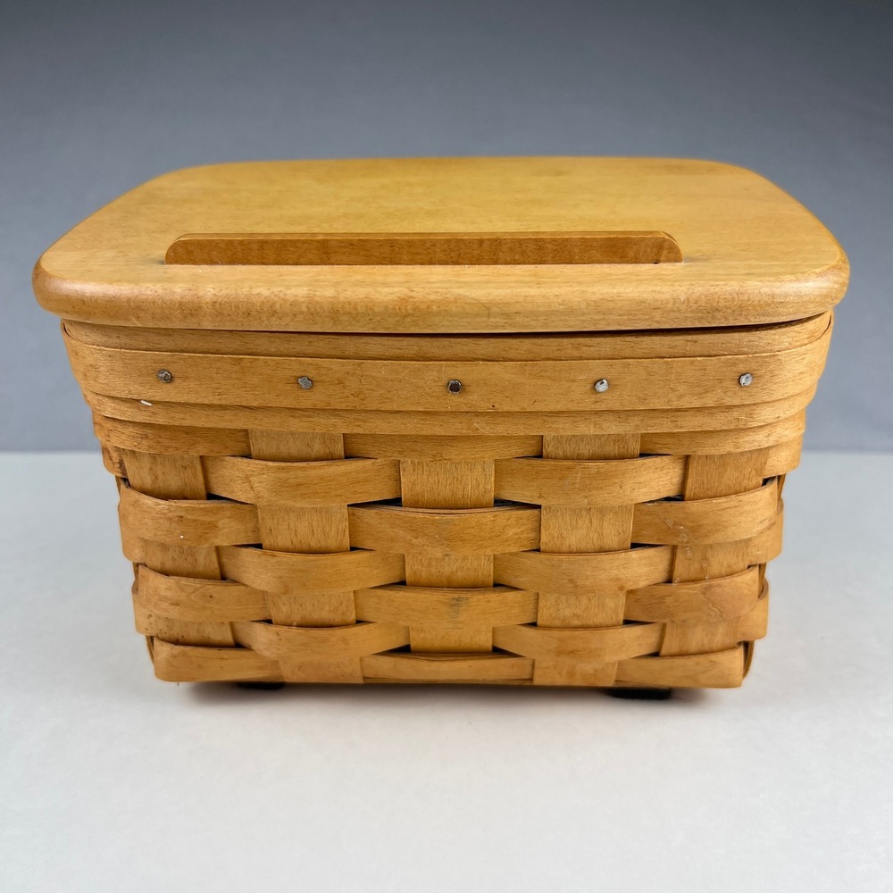 Longaberger Recipe Basket Small Brown Wood Lid Protector 17418 Farmhouse Decor - Picture 15 of 16
